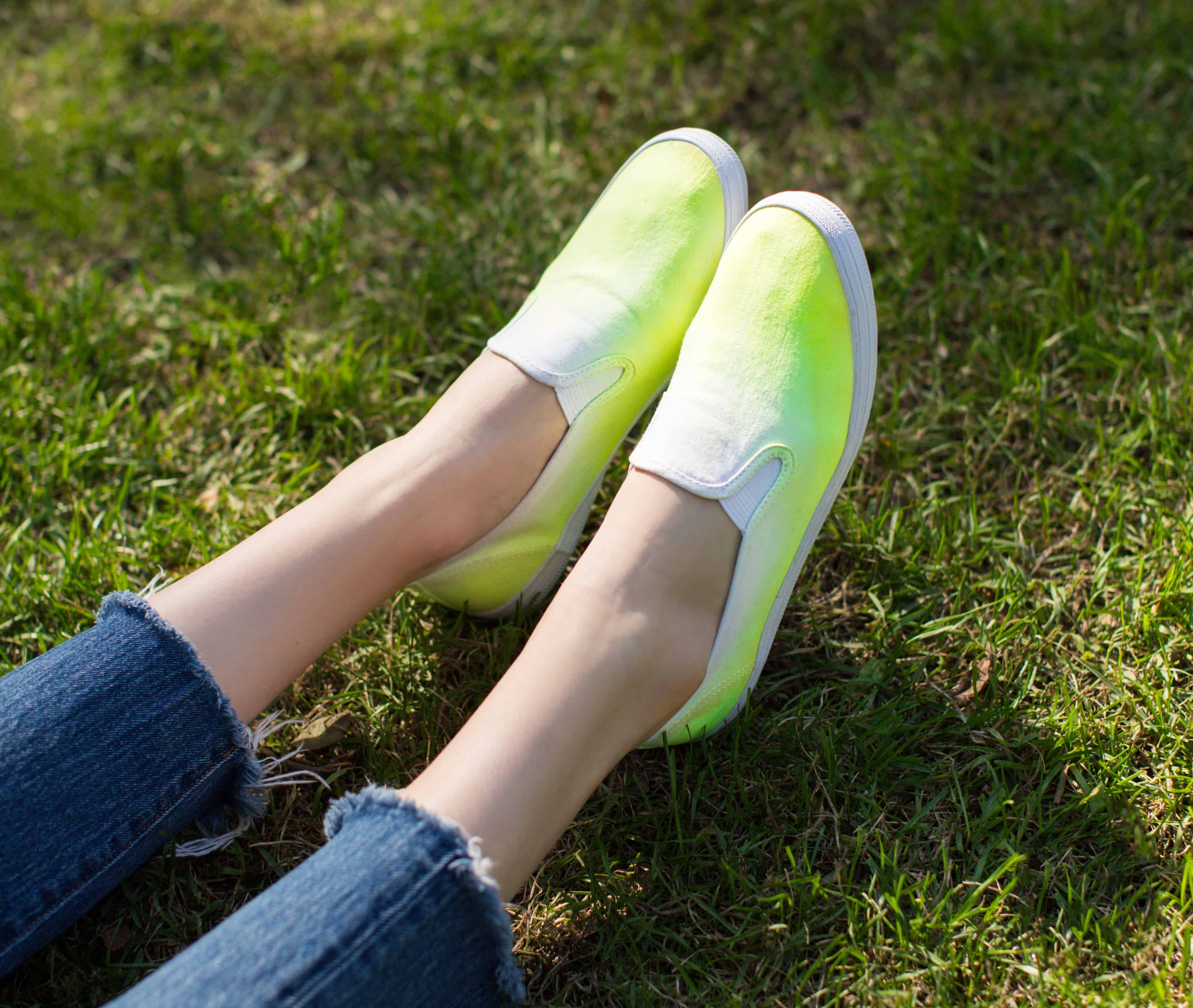 Ombré Dyed Neon Yellow Shoes