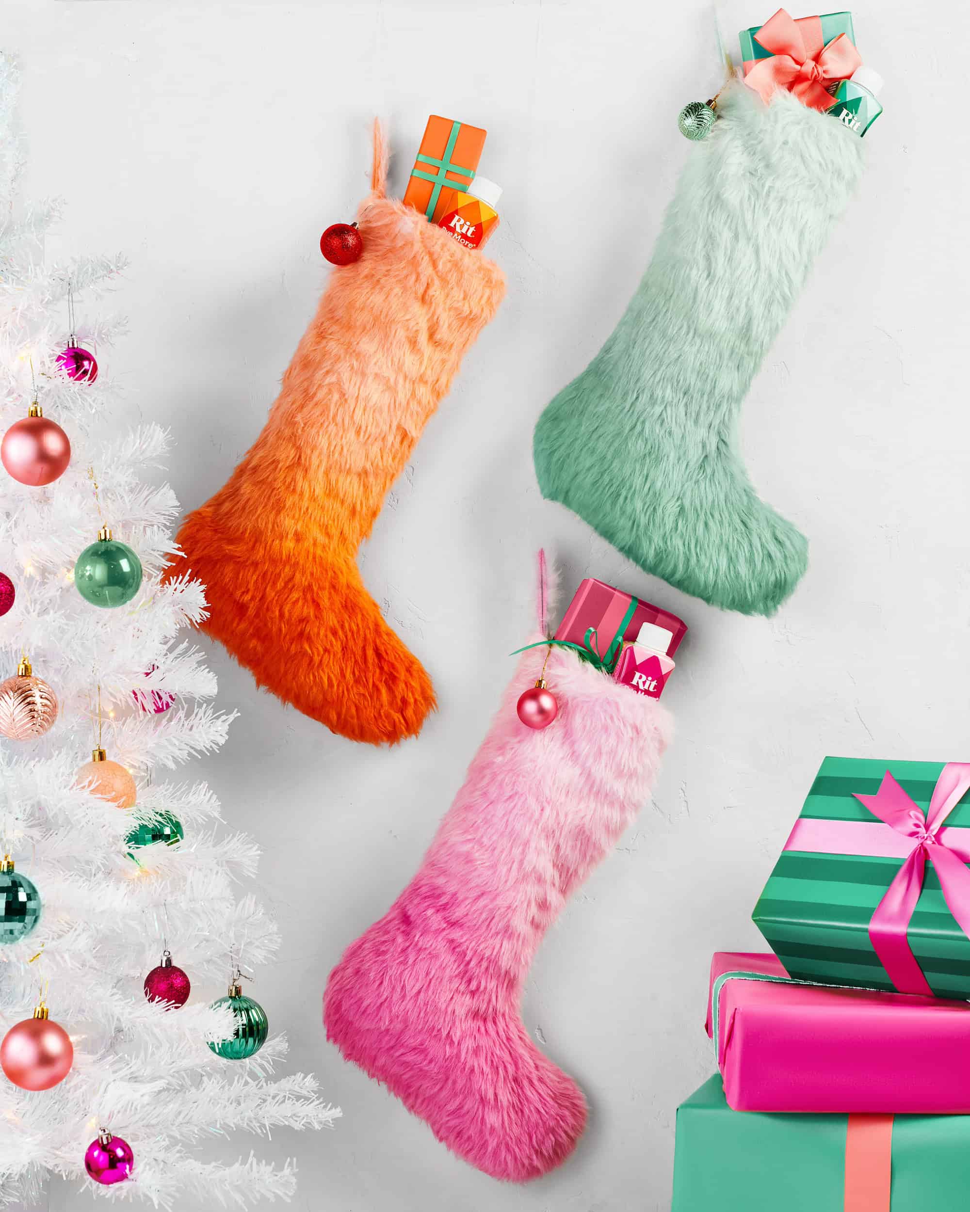 Ombre Fuzzy Christmas Stockings
